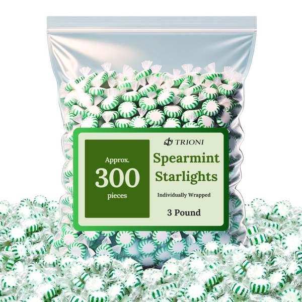 TRIONI Spearmint Mint Individually Wrapped Hard Candy - 2, 3 & 5LB