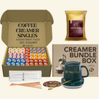 International Delight Coffee Creamer Singles with Ground Coffee - 101ct of Italian, Sweet Cream and 5 more Flavored Pods with 1x2.5 oz TRIONI Medium Roast Coffee Packets - TRIONI Treats