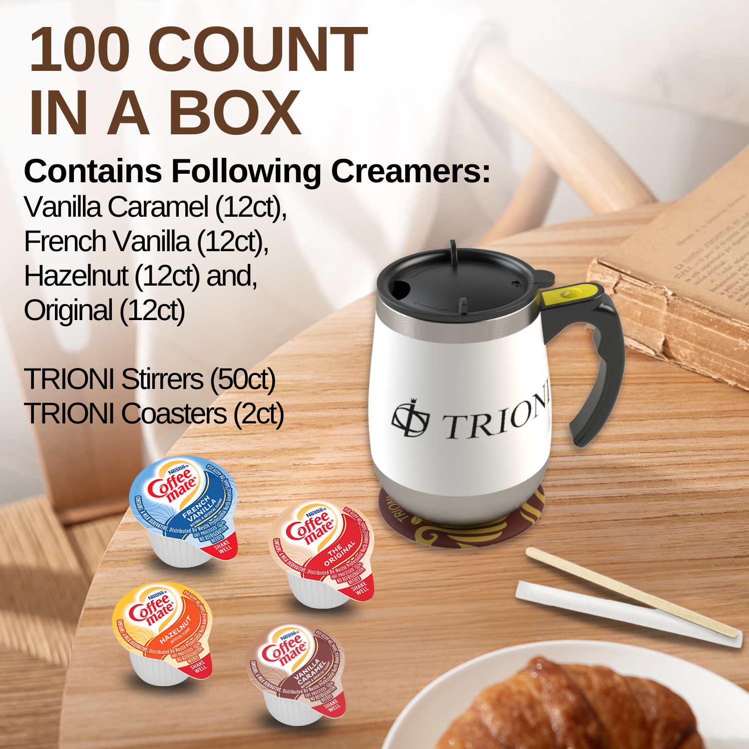 Coffee Mate Coffee Creamer Singles Variety Pack - Vanilla Caramel and 3 More Flavors - TRIONI Treats