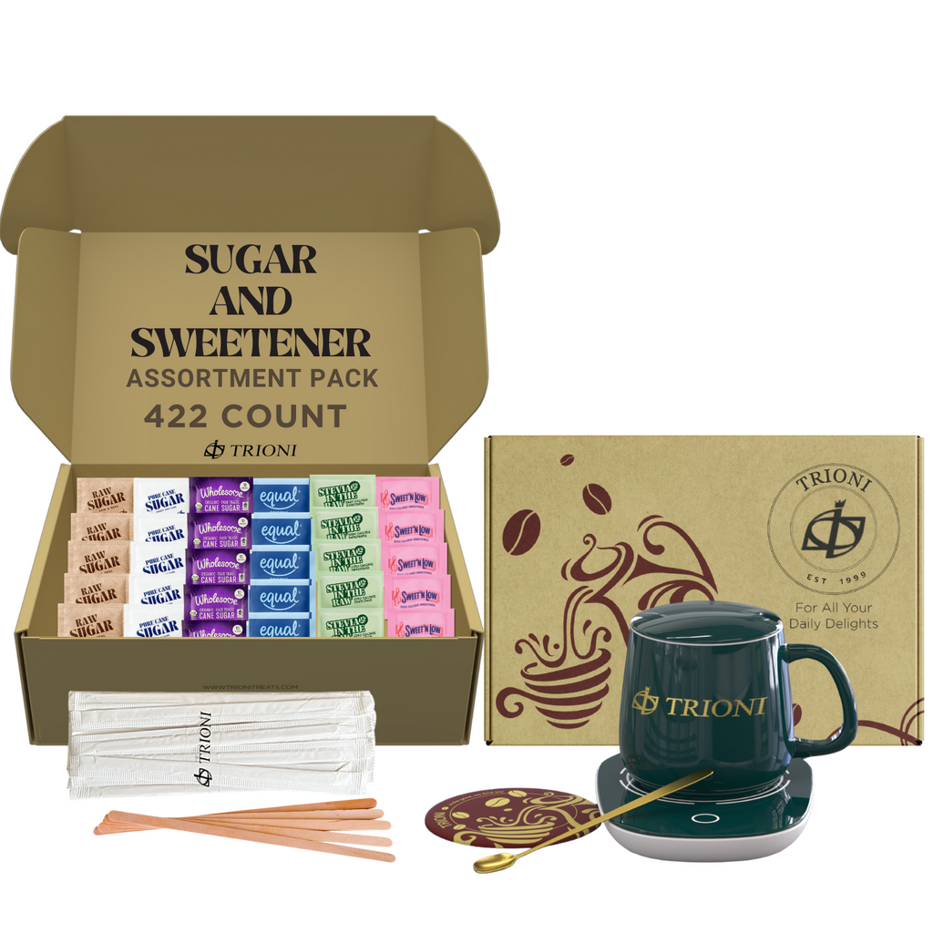 Sugar Packets and Sweetener Packets Variety Pack - 422ct - Splenda, Equal, Sweet n Low, Stevia, Trioni, Wholesome and Organic Sugar in the Raw - TRIONI Treats