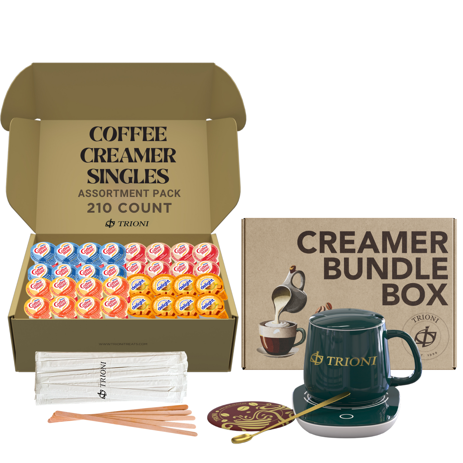 Coffee Mate Coffee Creamer Singles Variety Pack - Caramel Macchiato and 3 More Flavors - TRIONI Treats
