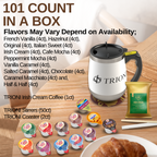 Coffee Mate Creamer Singles with Medium Roast Flavored Ground Coffee Packets - 101 ct, 12 Flavors Pods and 1x2.5 oz Coffee Bag - TRIONI Treats