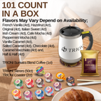 Coffee Mate Creamer Singles with Medium Roast Flavored Ground Coffee Packets - 101 ct, 12 Flavors Pods and 1x2.5 oz Coffee Bag - TRIONI Treats