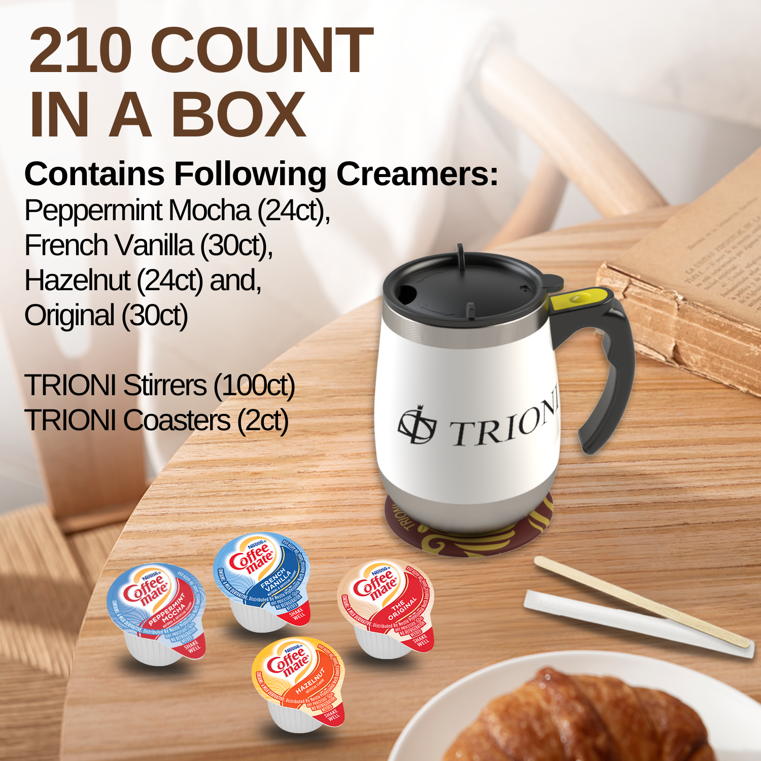 Coffee Mate Coffee Creamer Singles Variety Pack - Peppermint Mocha and 3 More Flavors - TRIONI Treats