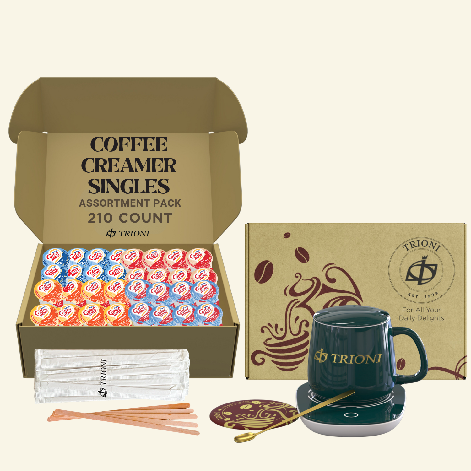 Coffee Mate Coffee Creamer Singles Variety Pack - Peppermint Mocha and 3 More Flavors - TRIONI Treats