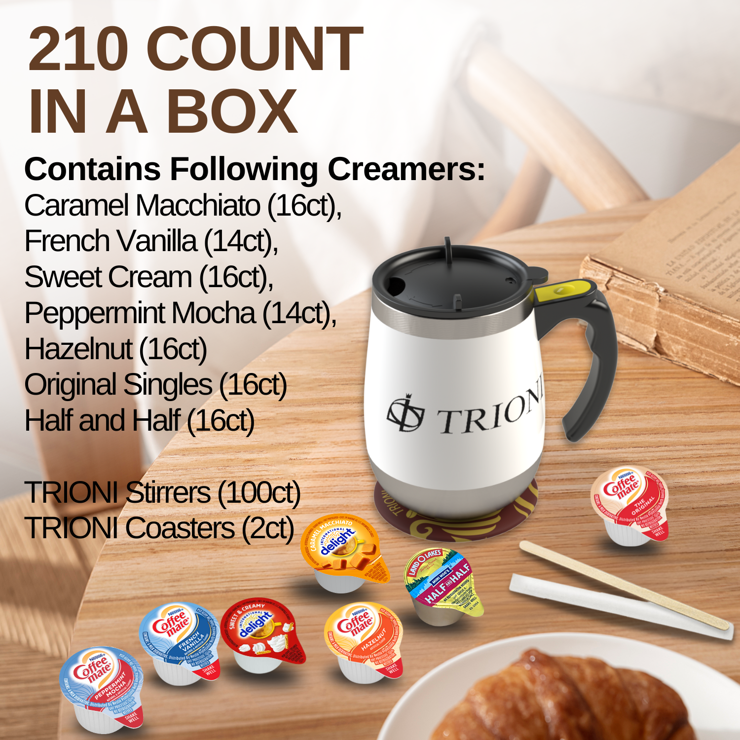 Coffee Mate Coffee Creamer Singles Variety Pack Bundle - Peppermint Mocha, Sweet Cream, and 5 More Flavors - TRIONI Treats