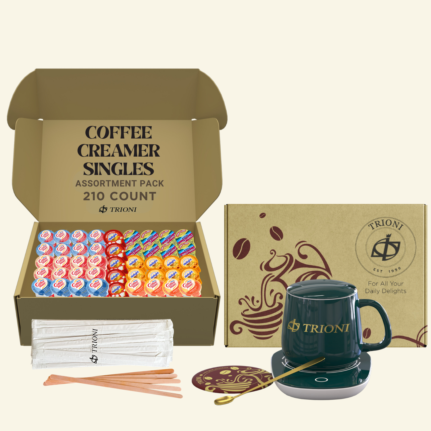 Coffee Mate Coffee Creamer Singles Variety Pack Bundle - Peppermint Mocha, Sweet Cream, and 5 More Flavors - TRIONI Treats