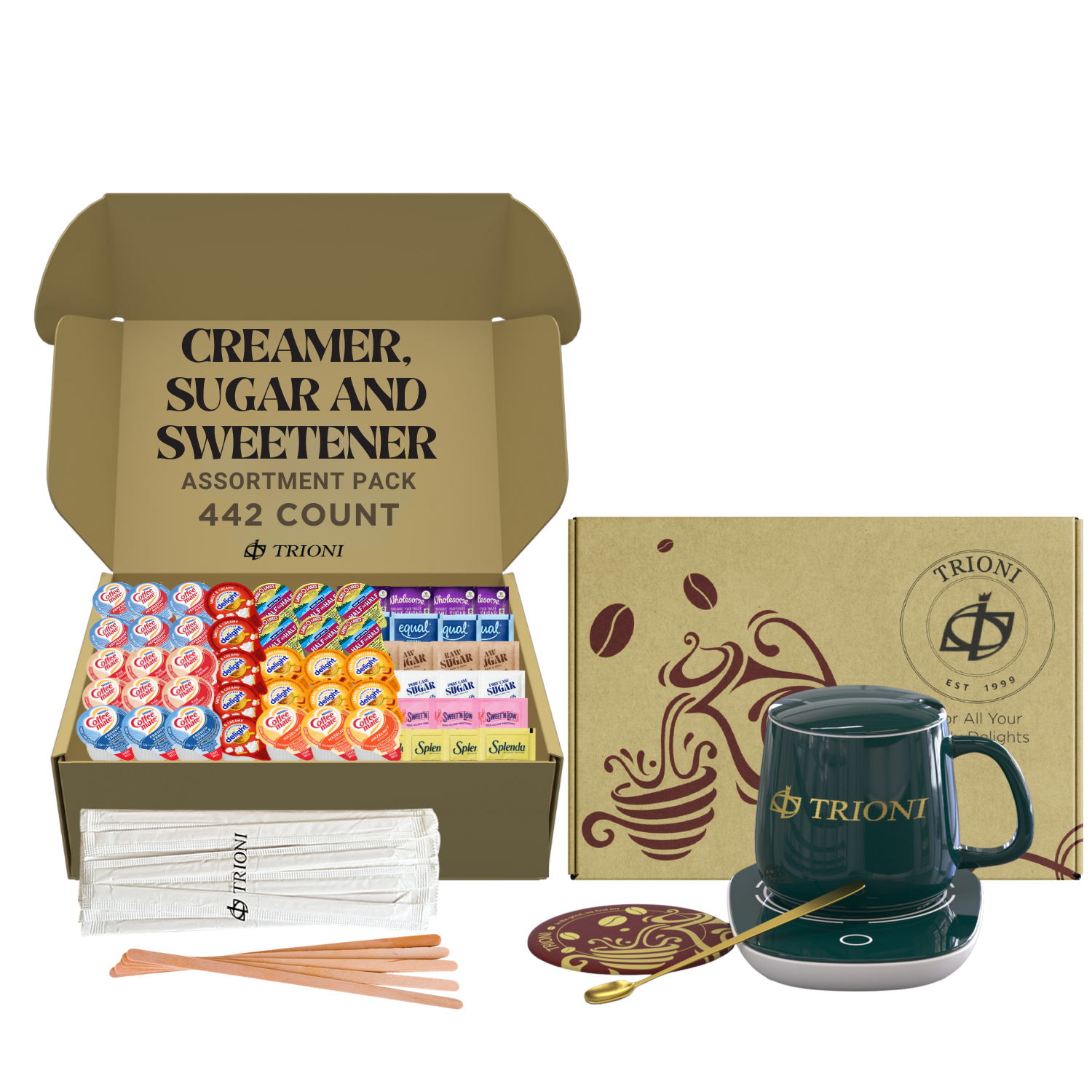 Coffee Mate Coffee Creamer Singles Variety Pack Bundle - Peppermint Mocha, Sweet Cream, and 5 More Flavors - TRIONI Treats