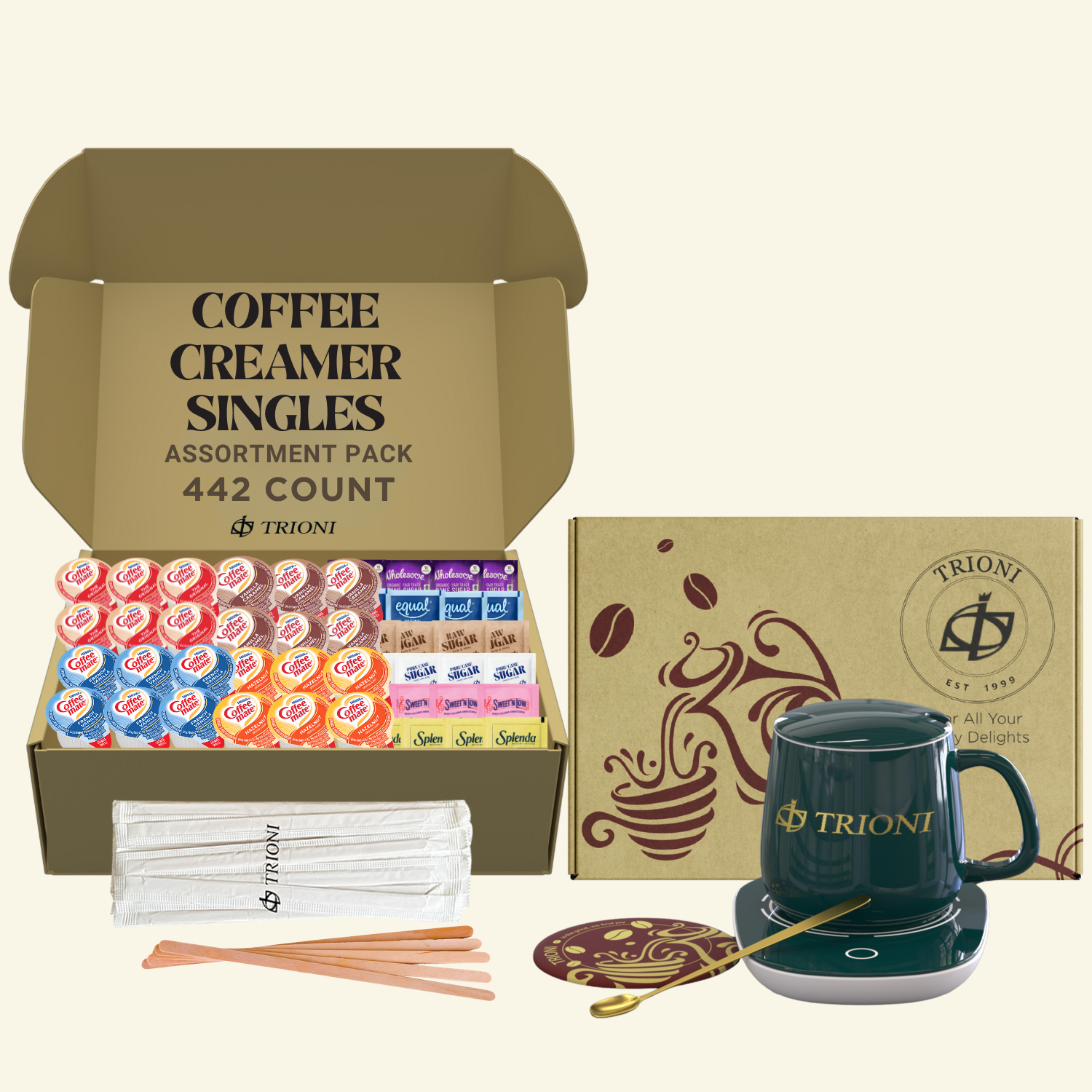 Coffee Mate Coffee Creamer Singles Variety Pack - Vanilla Caramel and 3 More Flavors - TRIONI Treats