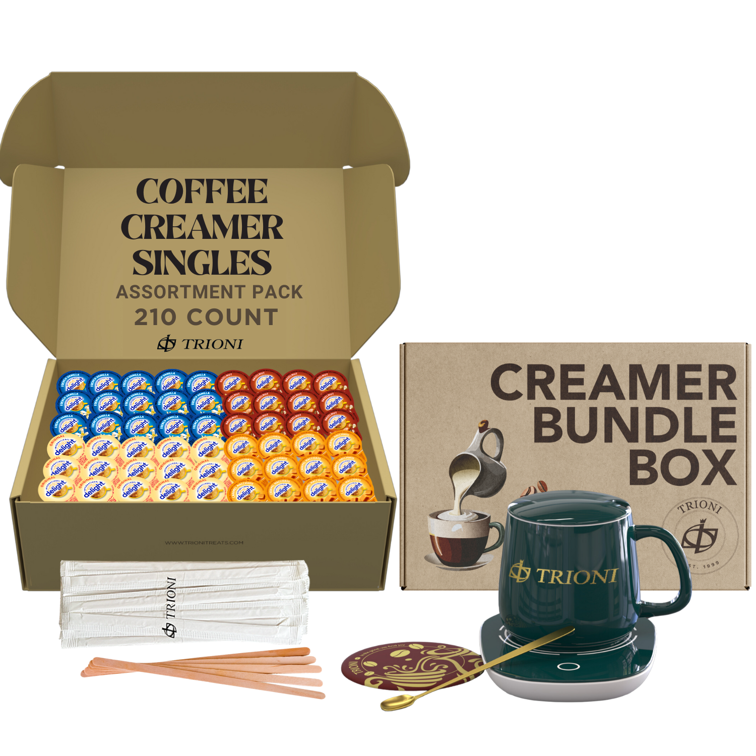 International Delight Coffee Creamer Singles Variety Pack - Caramel Macchiato and 3 More Flavors - TRIONI Treats