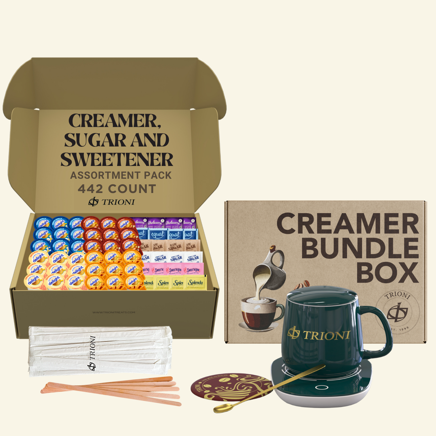 International Delight Coffee Creamer Singles Variety Pack - Caramel Macchiato and 3 More Flavors - TRIONI Treats