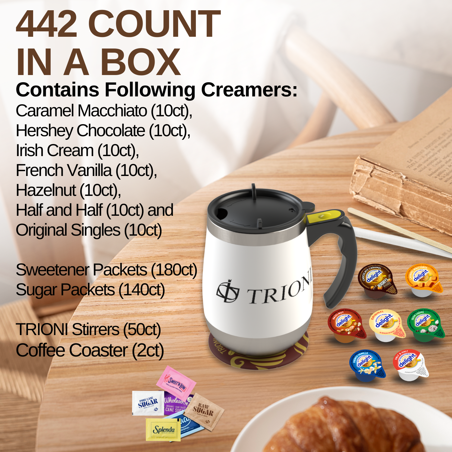 International Delight Coffee Creamer Singles Variety Pack - Hersheys, Irish Creme, and 5 More Flavors - TRIONI Treats