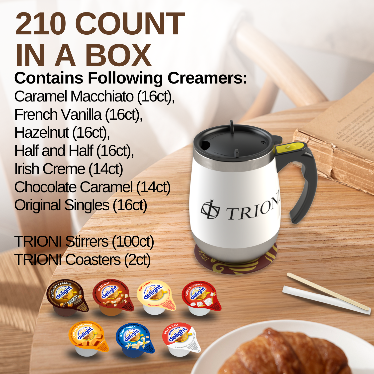 International Delight Coffee Creamer Singles Variety Pack - Hershey, Sweet Cream, and 5 More Flavors - TRIONI Treats