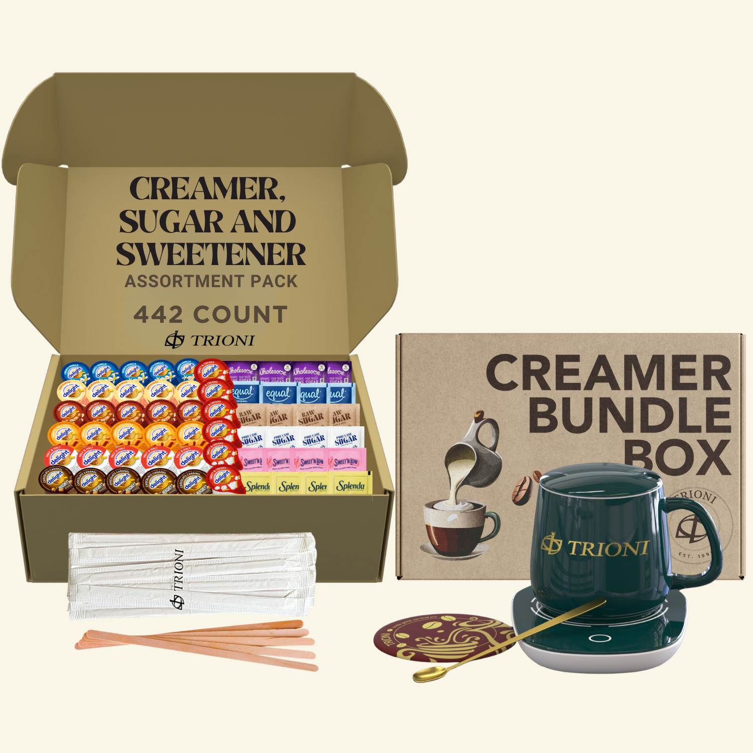 International Delight Coffee Creamer Singles Variety Pack - Hershey, Sweet Cream, and 5 More Flavors - TRIONI Treats