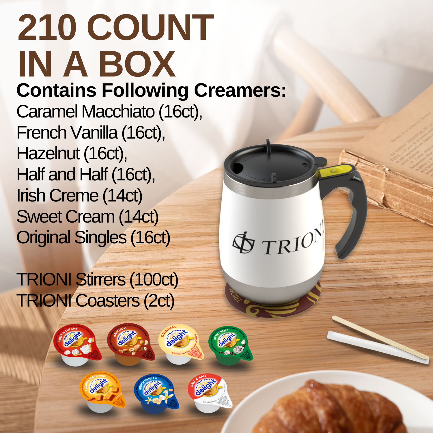 International Delight Coffee Creamer Singles Variety Pack - Sweet Cream, Irish Creme, and 5 More Flavors - TRIONI Treats