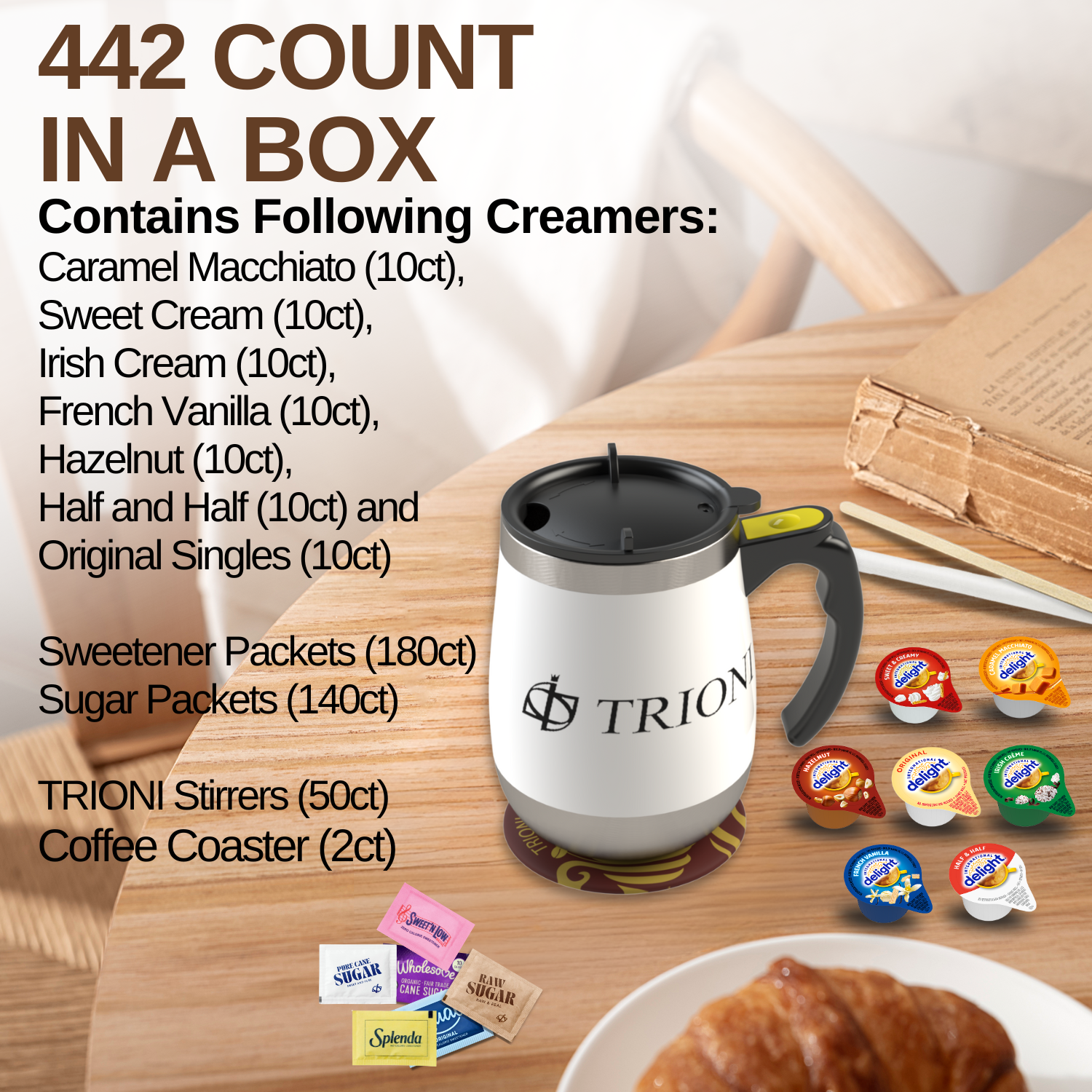 International Delight Coffee Creamer Singles Variety Pack - Sweet Cream, Irish Creme, and 5 More Flavors - TRIONI Treats