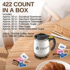 Sugar Packets and Sweetener Packets Variety Pack - 422ct - Splenda, Equal, Sweet n Low, Stevia, Trioni, Wholesome and Organic Sugar in the Raw - TRIONI Treats