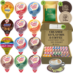 Coffee Mate Creamer Singles with Medium Roast Flavored Ground Coffee Packets - 101 ct, 12 Flavors Pods and 1x2.5 oz Coffee Bag - TRIONI Treats