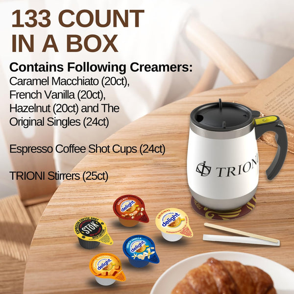 Coffee Creamer Singles with Espresso Coffee Pods Variety Pack Bundle (133ct) - TRIONI Treats