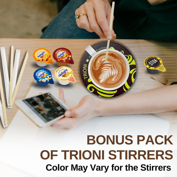 Coffee Creamer Singles with Espresso Coffee Pods Variety Pack Bundle (133ct) - TRIONI Treats