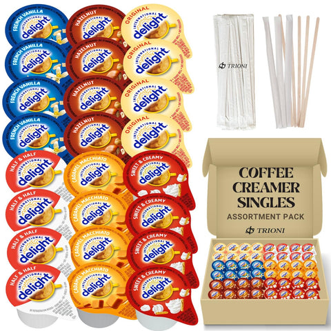 Coffee Creamer Singles Variety Pack Bundle - Sweet Cream and 5 More Flavors - TRIONI Treats