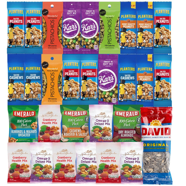 Healthy Snacks Variety Pack for Adults and Kids - 30 count with TRIONI Power Clip - TRIONI Treats