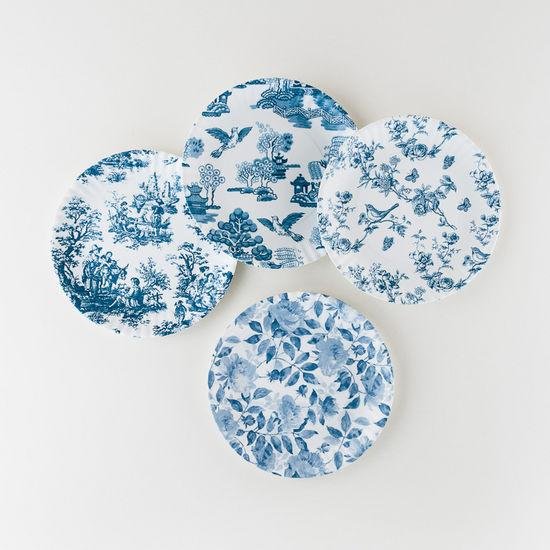 Pictorial Blue and White "Paper" Plate - Skyline Home Collection