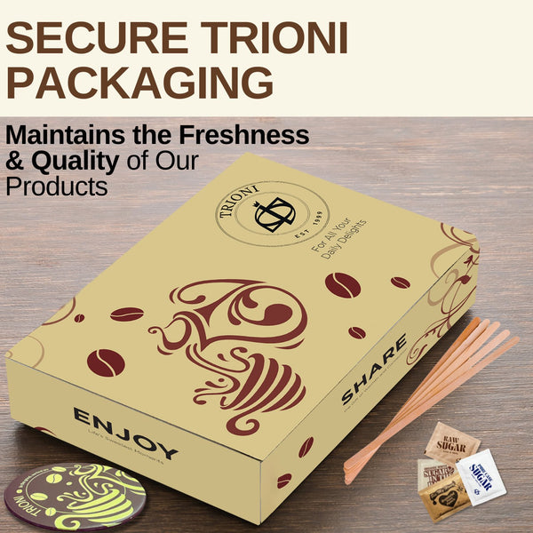 TRIONI Sugar Assortment Pack - Honey, Organic, Raw, and Cane Sugar with Stirrers and Coaster - 421 count - TRIONI Treats