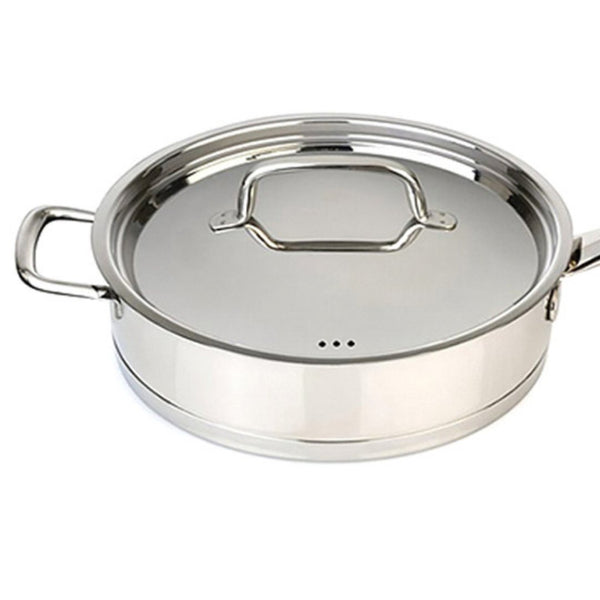 BergHOFF Collect N' Cook 18/10 Stainless Steel Deep Skillet with Lid, Silver - Skyline Home Collection