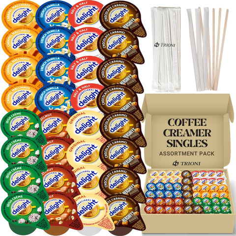 Coffee Creamer Singles Variety Pack Bundle - Hershey, Irish Creme, and 5 More Flavors - TRIONI Treats