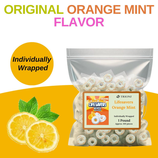 Lifesavers Orange Mint Candy Individually Wrapped (1LB) - TRIONI Treats