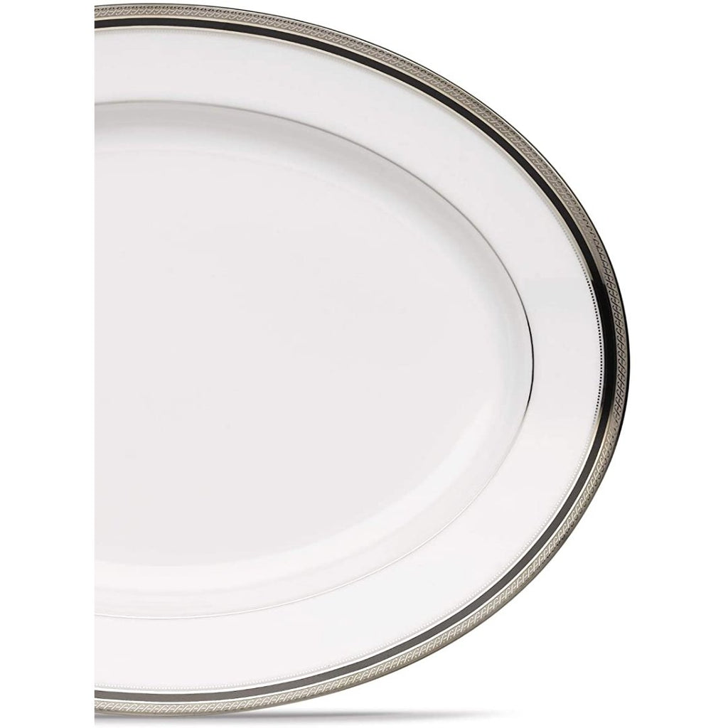 Noritake Austin Platinum Oval Platter, 14-Inch - Skyline Home Collection