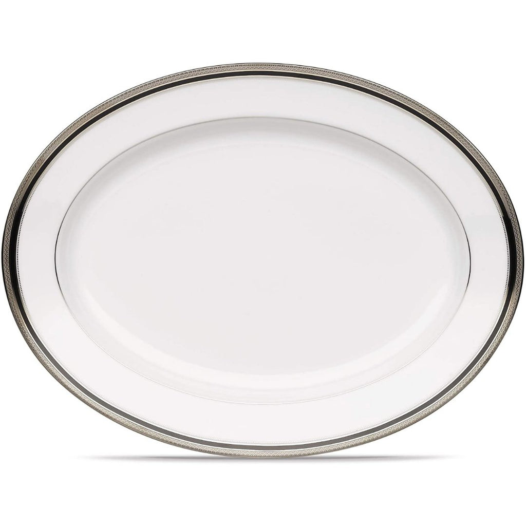 Noritake Austin Platinum Oval Platter, 14-Inch - Skyline Home Collection