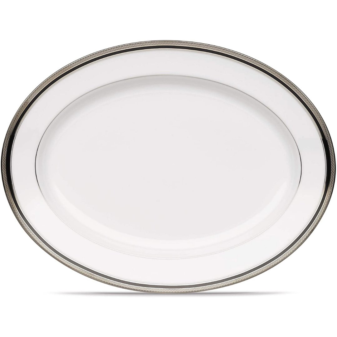Noritake Austin Platinum Oval Platter, 14-Inch - Skyline Home Collection