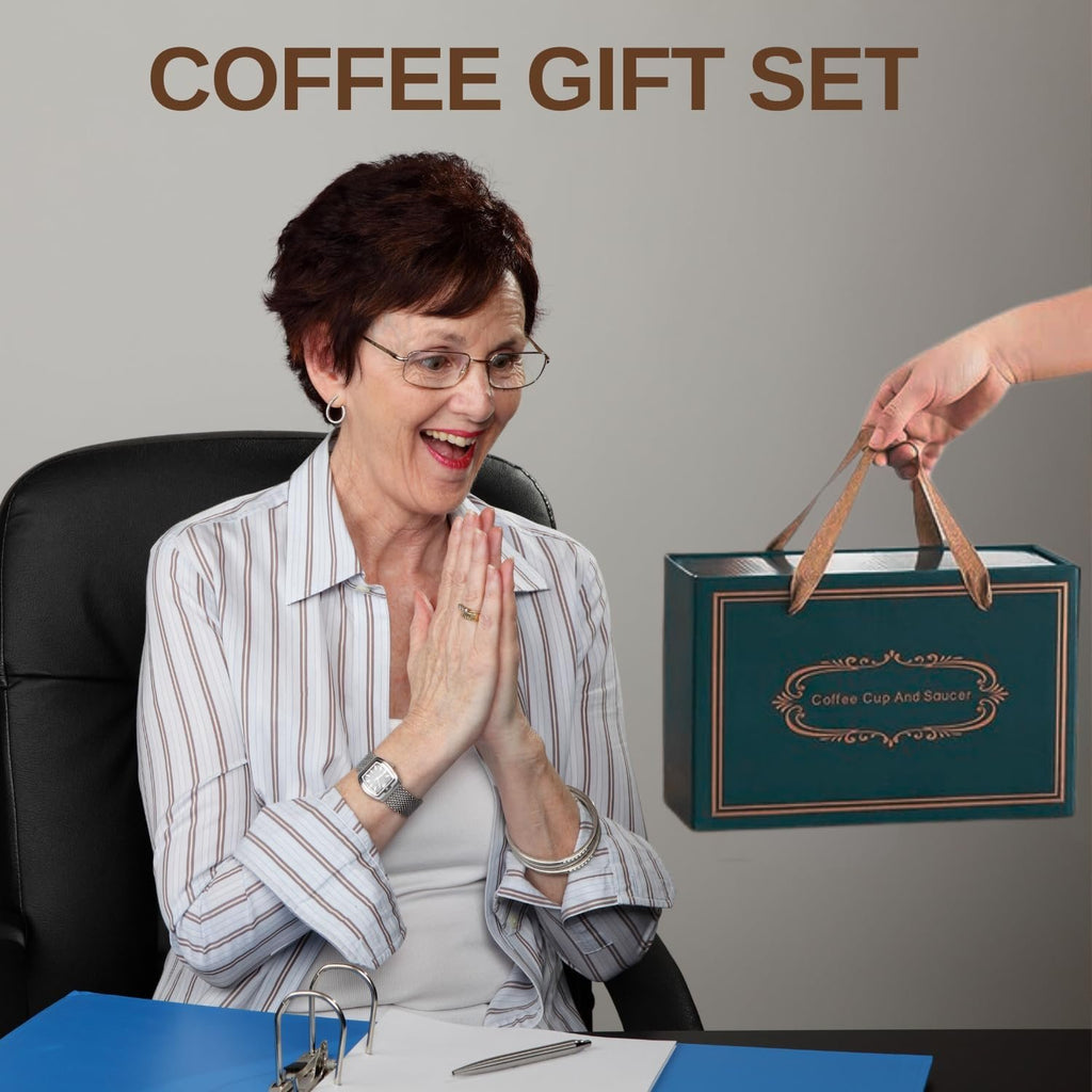 Coffee and Tea Gift Set Consist of TRIONI Coffee Mug Warmer, Sugar and Sweetener Assortment Packets, Honey Packets, Lava Bracelets, Spearmint, and Peppermint Candy with Coffee Coaster & Stirrer! - TRIONI Treats