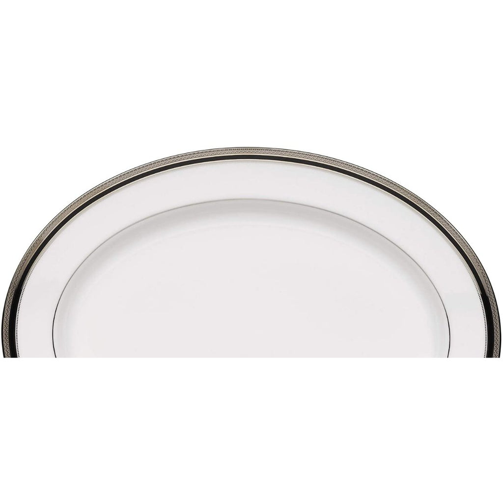Noritake Austin Platinum Oval Platter, 14-Inch - Skyline Home Collection
