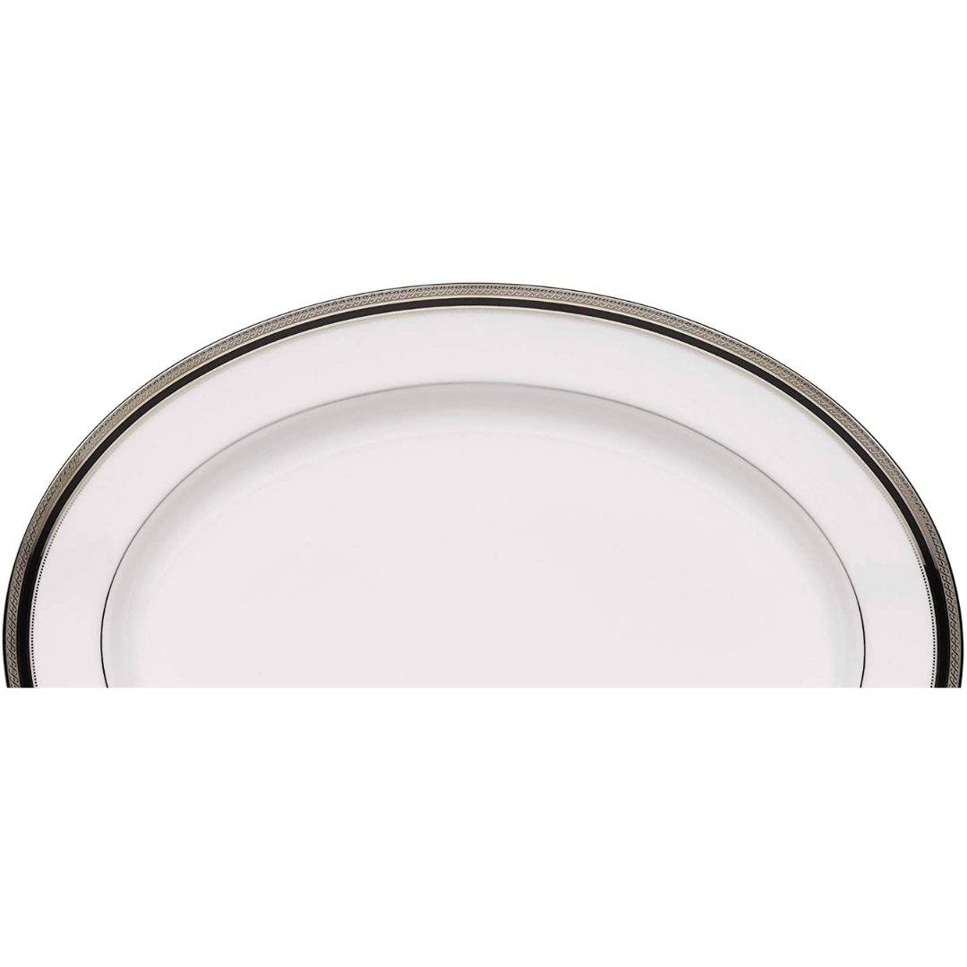 Noritake Austin Platinum Oval Platter, 14-Inch - Skyline Home Collection