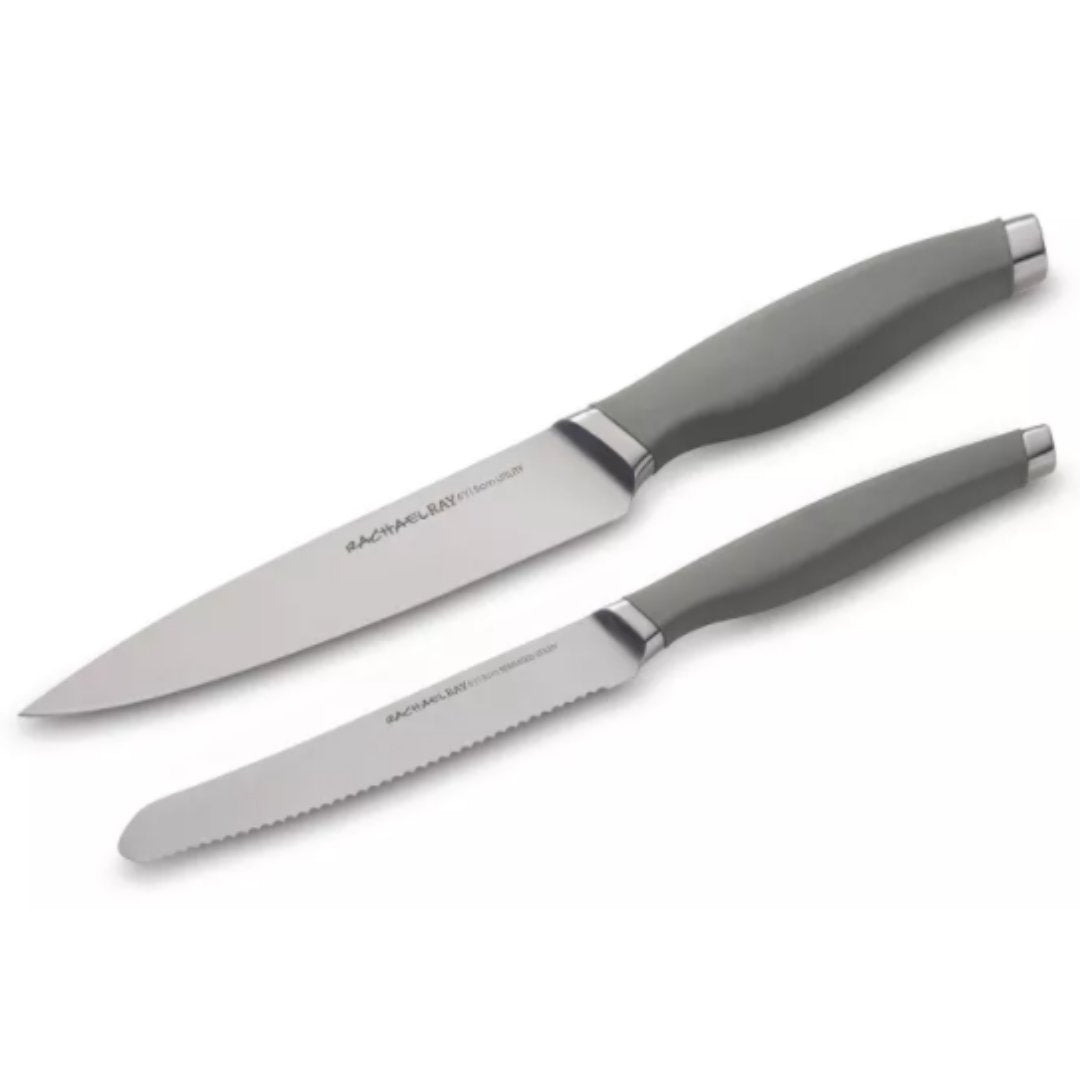 Rachael Ray 2pc Stainless Steel Utility Knife Set Gray - Skyline Home Collection