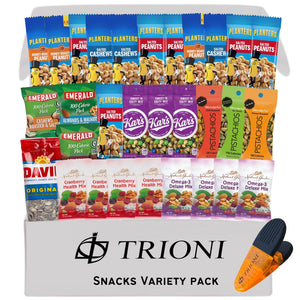 Healthy Snacks Variety Pack for Adults and Kids - 30 count with TRIONI Power Clip - TRIONI Treats