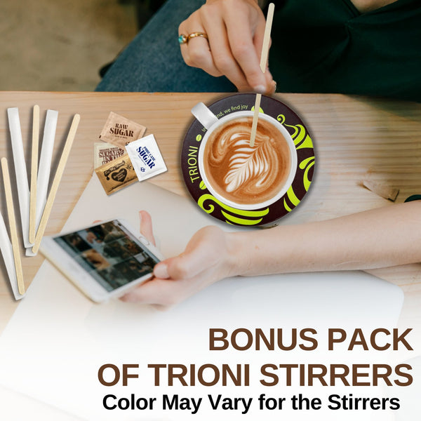 TRIONI Sugar Assortment Pack - Honey, Organic, Raw, and Cane Sugar with Stirrers and Coaster - 421 count - TRIONI Treats